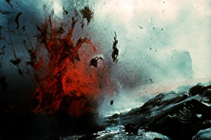 Volcanic eruption, erupting lava, Kilauea, Volcanoes N. P. Hawaii, 4th december 1971