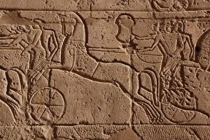 Carving Prints: Wall relief of chariot with 19th Century graffiti