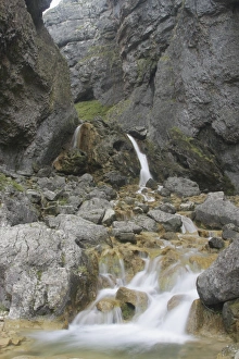 Moorland Prints: Water flowing through limestone ravine (glacial channel)
