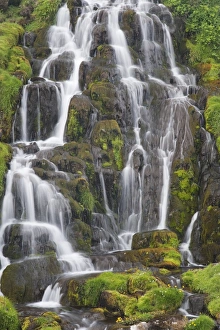 Waterfall and cascades flowing over rocks, Isle of Skye, Inner Hebrides, Scotland, June
