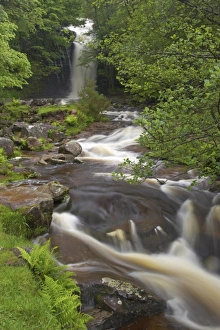 Cascade Prints: Waterfall and cascades on river, River Usk, Brecon Beacons N. P. Powys, Wales
