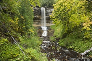 Sandstone Prints: Waterfall flowing over sandstone cliff