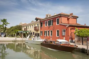 Historic Prints: Waterfront with Locanda Cipriani restaurant and waiting water taxis