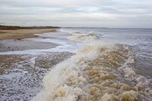 Surf Prints: Waves breaking on beach, Minsmere RSPB Reserve, Suffolk, England, november