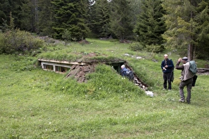 Viewing Prints: Wildlife photographic hide used for viewing bears, near Yagodina Village Bulgaria