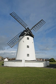Mills Prints: Windmill in seaside resort town