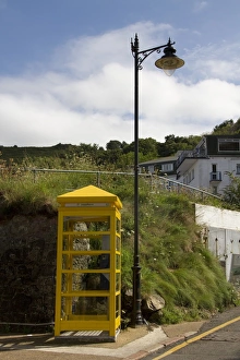 Yellow Prints: Yellow phone box on Jersey at Bouley Bay