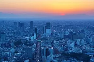 General city skyline sunset view in Tokyo, Japan