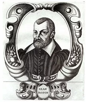 Portrait of Jean Bodin (1530-96) (engraving) (b / w photo)